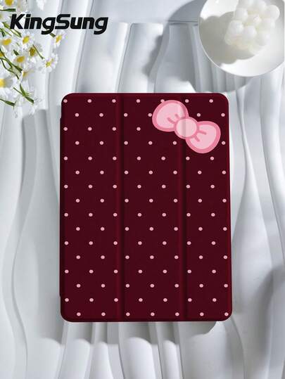 Kingsung Ốp bảo vệ máy tính bảng họa tiết chấm bi, tương thích với iPad 9.7/10.2/10.5/10.9/12.9/Pro 11, thế hệ thứ 10, Air 8 (M4) 2026 (11 inch), Air 6 (M4) 2036 (13 inch), tương thích với Samsung Galaxy Tab S6 Lite 10.4 inch, tương thích với Kindle Paperwhite thế hệ thứ 12 2024, Kindle thế hệ thứ 11 2022, Clara Color, chống rơi vỡ, giá đỡ thông minh/tự động bật/tắt màn hình.