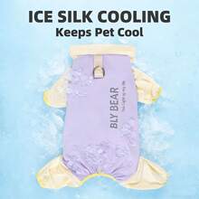 DomKim Chaleco refrigerante, camisa transpirable de seda de hielo con patrón repelente de insectos, ropa ligera para perros de Body completo adecuada para perros pequeños y medianos, chaleco anti-UV de verano, ropa transpirable de seda de hielo de Body completo para perros - Púrpura malva - Ver 5