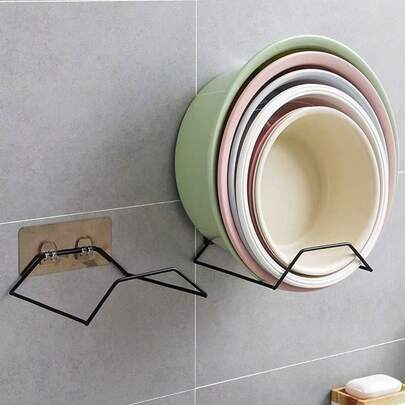 1 cái kệ đựng đồ dưới bồn rửa nhà tắm, kệ để đồ nhà vệ sinh, giá treo bát đĩa gắn tường không cần khoan, móc treo nhà bếp