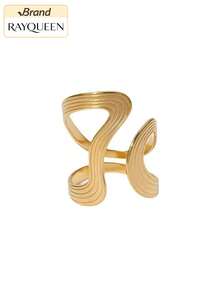 RAYQUEEN 1 chiếc nhẫn hở hình học bất đối xứng bằng thép không gỉ, cao cấp, không phai màu, thích hợp để đeo hàng ngày. - nhẫn - Xem 9