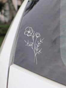 1张野花汽车贴纸，适用于车窗、笔记本电脑、电脑、行李箱、汽车配件、汽车线条画贴纸、花束贴纸和女性贴纸 - 車貼 - 查看 1