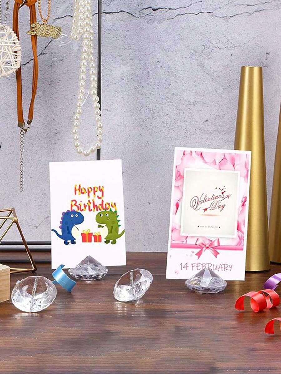 1/4/8 chiếc giá đỡ danh thiếp hình kim cương bằng acrylic, thích hợp cho bàn làm việc văn phòng, bàn tiệc, lễ cưới và các sự kiện liên quan.