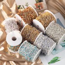 Corrente de 1 metro com strass de vidro brilhante multicolorido em formato de garra, pingente de contas, corrente de cobre com borla, ideal para confecção de colares, pulseiras e decoração de roupas. - corrente de cobre faça você mesmo - Ver 4