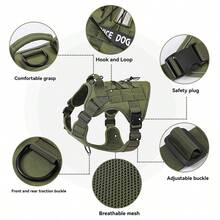 Tactical Dog Harness For Large Dogs, Adjustable Reflective Training Vest, Breathable & Washable, Suitable For German Shepherd, Mastiff And Other Medium/Large Service Dogs - Black - View 6