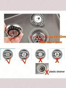 Stainless Steel Kitchen Sink Strainer And Drain Plug - Polished Drain Plug With Hair Catcher, Suitable For Bathroom And Kitchen Drain Protection, Flexible Consumable (Made Of Lightweight Stainless Steel; Do Not Apply Excessive Force) Kitchen Supplies - View 8