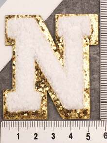 26pcs A-Z Letter Patches, Gold Color, Removable Sew-On 3D Embroidered Alphabet Decals, Suitable For Hats, Jeans, Clothes, Bags, DIY Crafts, Fashion Decoration, Jewelry Boxes, Storage Boxes, Phone Cases - White - View 29