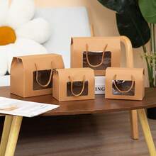 5pcs/10pcs White Handheld Window Boxes, Suitable For Cookies, Sandwich Biscuits, Soda Crackers, Macarons, Candies, Mini Snack Packaging Boxes For Birthday, Party, Wedding Gifts - Brown - View 8