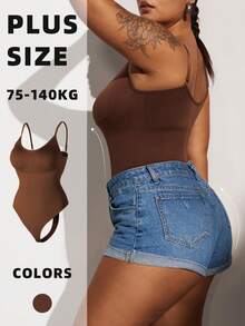 1 buah Bodysuit Pengangkat Bokong Tanpa Jahitan Ukuran Plus Wanita, Thong Pembentuk Tubuh, Musim Panas - Coklat - View 9