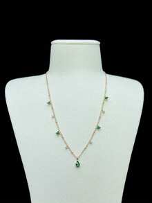 Collar con Aspecto de Diamante Brillante, Accesorio Diario Premium - Amarillo Oro - Ver 3