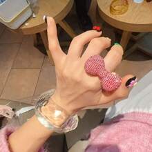 1pc Chic Metallic Silver Bowknot Open Ring, Suitable For Single Ladies, Girly Style Geometric Ring, Suitable For Daily Wear - Butterfly - View 7