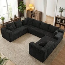 138'' Modular Sectional Couches For Living Room,Cloud BonelessCompressed Sectional Sofa,Oversized U Shaped8 Seater Upholstered Memory Foam Sofa, No Assembly, Corduroy Fabric,Furniture Living Room - Nhiều màu - Xem 12