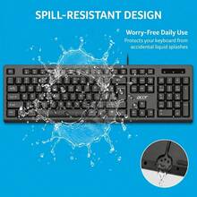 Acer 轻巧设计有线单键盘 OAK930 OKB010，黑色，适用于游戏、办公、台式电脑、笔记本电脑、平板电脑，薄膜键盘 - 查看 4