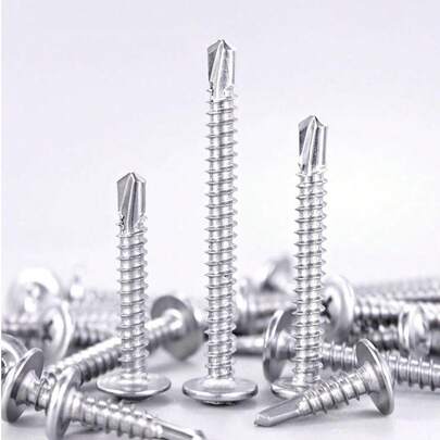 50 piezas Juego de tornillos autorroscantes de acero inoxidable 410, adecuado para placa metálica, madera, plástico PVC, destornillador, tornillo para madera, tornillo para placa metálica