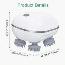 Electric Scalp Massager, Portable USB Scalp Massager, Equipped With 4 Detachable Massage Claws, Multiple Adjustable Modes, Used As A Deep Relaxation Body Massage Tool, Scalp Scratching Massage Brush, Cat And Dog Massager, Head Massager Scalp, Massage Machine, Massage Tools, Holiday Gifts - Multicolor - View 4