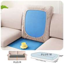 1pc Minimalist Solid Color Milk Silk Stretch Sofa Seat Cushion Cover, Suitable For All Seasons - Space Gray - View 13