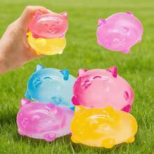 Colorful Solid Cube Squishy Toys, Firm Squeeze Squishies, Portable Squishy Fidget Cube For Desk Decor & Gift - Pink Pig - View 3