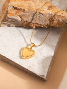 1 Mặt dây chuyền hình trái tim khắc chữ "I Love You" mạ vàng, dây chuyền mảnh mai lãng mạn dành cho nữ, trang sức thích hợp cho Ngày Valentine, đeo hàng ngày, đi làm, dự tiệc, sinh nhật. - Vàng - Xem 6