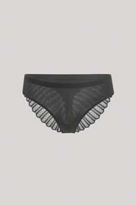 Hourtrue Elegant Sheer Black Fabric Briefs For Women Medium Stretch Plain Design - Black - View 2