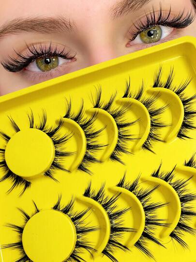 Asiteo 6 Pairs Of Manga Doll Style Natural False Eyelashes - Clear Lash Band Manga Eyelashes, Comic Fairy Design, Perfect For Role-Playingt Eye Lashes Faux Mink Eyelashes Fox Eye Eyelashes Natural Full Lashes Cosplay Travel Essentials Makeup Tools