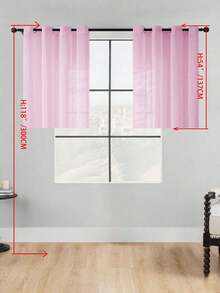 1pc Sheer Curtain, Grommet Curtain, Light Filtering Curtain, Semi-Transparent Curtain, Home/Office Use Curtain, Solid Color Modern Minimalist Polyester Voile Curtain, Softens Light, Suitable For Bedroom, Living Room, Balcony, UV Protection - Pink - View 33