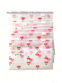 24/12pcs Cherry Cartoon Printed PVC Gift Bags, Water-Resistant And Moisture-Proof, Reusable, Suitable For Storing Small Items Such As Accessories, Stationery, And Cosmetics. - Multicolor - View 2