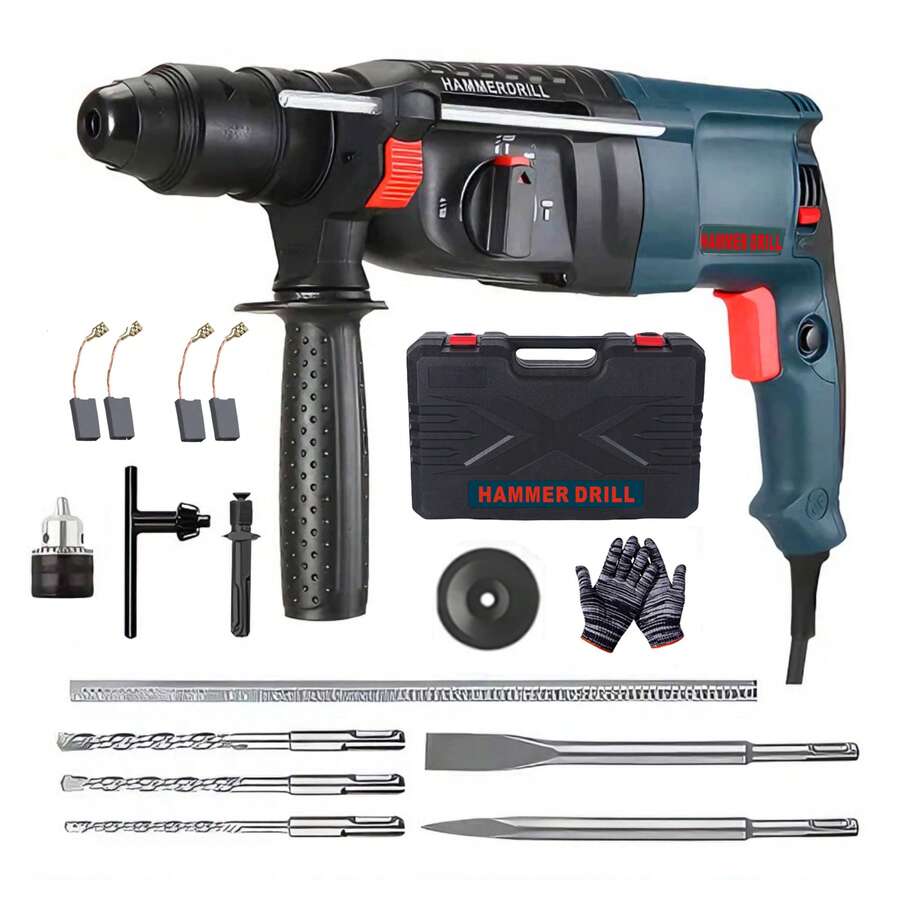 Con Kit de Herramientas con Accesorios Taladro Rotatorio para Martillo Rotatorio Taladro Rotatorio para Martillo Rotatorio Taladro de Impacto Taladro de Cincel de Impacto Taladro de Cincel para Martillo Rotatorio Taladros de Impacto SDS Plus Taladro Eléctrico de Martillo de Doble Manija Taladro Eléctrico de Martillo Rotatorio para Concreto Taladro Eléctrico de Martillo Rotatorio para Concreto - Tipo de Enchufe A USA (110-127V) - Ver 1