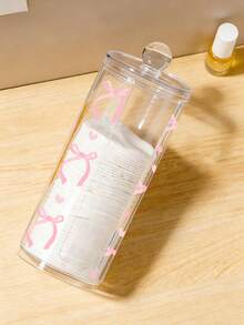 Pink Bow Pattern Transparent Plastic Storage Box, Desktop Makeup Organizer Box, Transparent Cosmetic Storage Box - Modern Vanity Table Storage Box With Lid - Multicolor - View 7