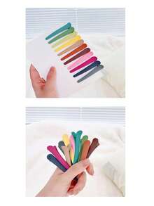 Clip de pelo de pato de plástico de moda, clip de pelo recto, clip de pelo de maquillaje colorido, clip de flequillo sin rastro, clip de pelo mate, clip de pato adecuado para recogidos, accesorio de pelo neutro, accesorio de decoración hecho a mano, clip de pelo con revestimiento de goma, accesorio de pelo multifuncional de clip lateral (los lotes de colores pueden variar, pero no afectan el uso o la calidad) - C - Ver 9