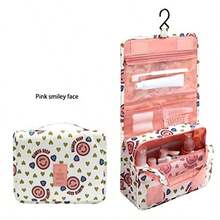 smile face - King and Pig Toiletry Bag Multifunction Cosmetic Bag Portable Makeup Pouch Waterproof Travel Hanging Organiser Bag Travel Storage Bag smile face - Rosa - Ver 3