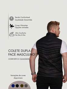 Men's Double-Sided Puffer Vest With Zipper For Winter - Gris - Ver 4