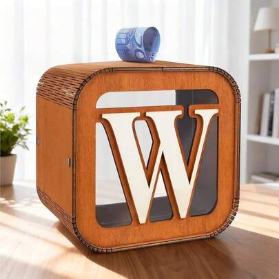 Hộp đựng tiền bằng gỗ khắc tên theo yêu cầu, heo đất tiết kiệm thiết kế sáng tạo, quà tặng ngày lễ và sinh nhật.