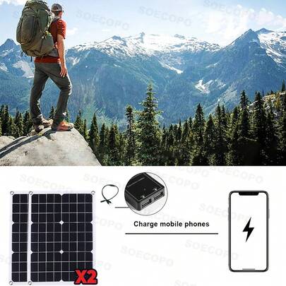 Plug And Play 6000W Solar Power Kit: Inverter (12V To 110V/220V), 2pcs Solar Panels, 100A Charge Controller