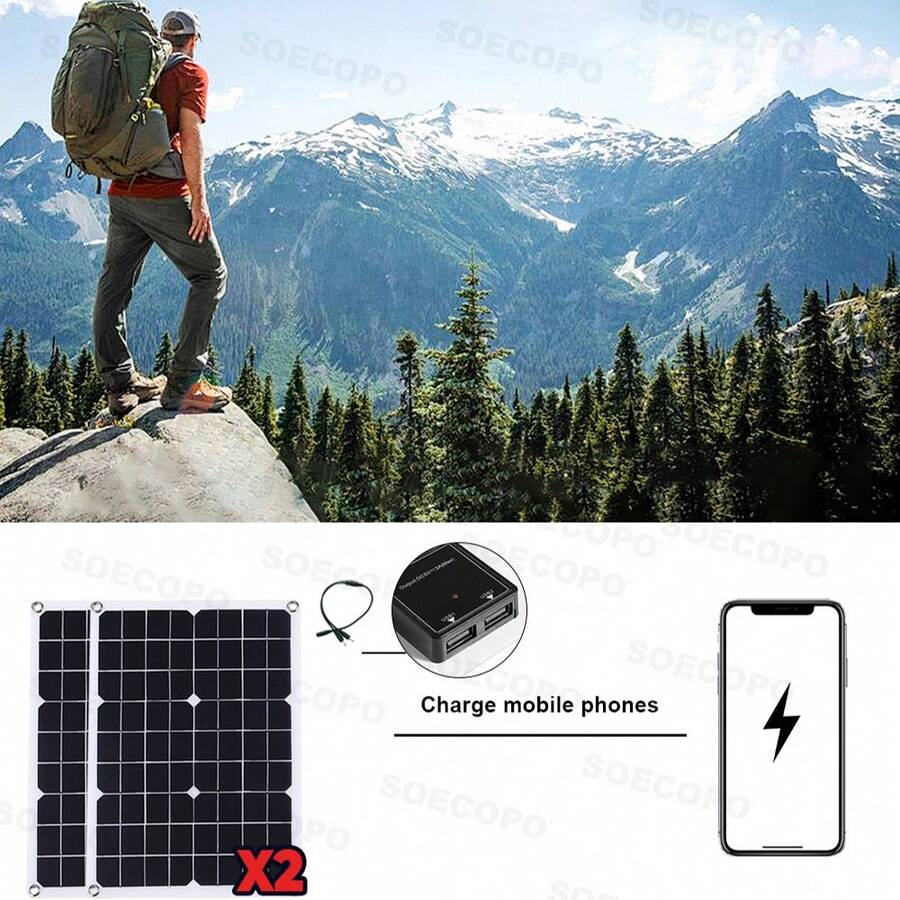 Kit de generación de energía solar de alta potencia de 10000W | Inversor 12V-110V/220V + 2 paneles solares + Controlador de 100A | Adecuado para sistemas fuera de la red