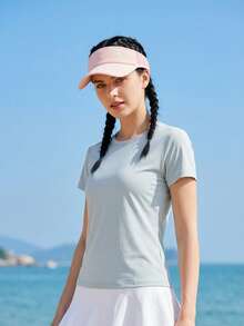 CAMEL CROWN 女士跑步遮阳帽，户外运动高尔夫马拉松网球帽，透气网眼设计 - 西柚粉 - 查看 4