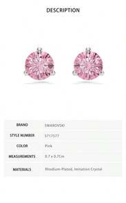 Bông tai nữ Swarovski Solitaire 5717577 - Hồng 5717577 - Xem 6