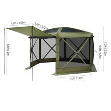 Pop-up-Pavillon, 3,6x3,6 m, großes 6-seitiges Campingzelt mit abnehmbarem Dach & Tragetasche, Partyzelt, Sonnenschutz für 8-10 Personen, für Garten & Terrasse, Grün - 3,7 x 3,7 m (12 x 12 Fuß), Olivgrün - Übersicht 11