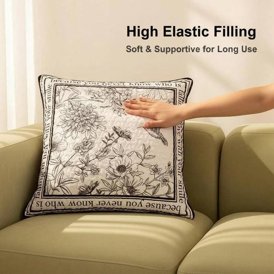 1 pieza Funda de almohada decorativa con estampado floral de franela, sin relleno de almohada, adecuada para sala de estar, sofá, cabecera de dormitorio, decoración suave para habitación modelo - Flores blancas - Ver 1