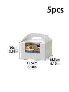 Hộp đựng bánh cupcake có cửa sổ trong suốt, tay cầm, gồm 5 chiếc/10 chiếc, thích hợp cho sinh nhật, tiệc tùng, đựng bánh ngọt, bánh tart, các loại bánh nướng, hộp đựng thức ăn cho các dịp lễ và tiệc tùng. - trắng - Xem 14