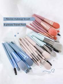 8pcs High Quality Makeup Brush Set, Portable Concealer Powder Brush Kit, Soft Hair Makeup Brushes, Mini 8pcs Macaron Soft Hair Makeup Brushes Portable Set For Beginners, Blush Eyeshadow Brush Makeup Brush Set With Storage Bag For Beginners - Multicolor - View 2