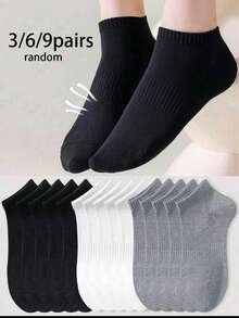 3/6/9/12 Pairs Women 4-Season Cotton Socks, Breathable Mesh, Moisture-Wicking Soft Fabric, For Sports Casual Business Daily Wear, Random Colors - Multicolor - View 7