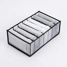 GREEN WICH Organizador de Armario para Ropa Interior y Calcetines con 6 Compartimentos 32X17X12cm, Separador de Cajones Plegable de Malla de Nailon, Caja de Almacenamiento Transpirable para Leggings, Corbatas y Bufandas (Blanco y Negro) - Gris - Ver 5