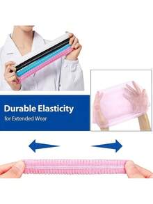 50个一次性无纺布无菌帽，适用于睫毛嫁接、化妆网、SPA沙龙、浴室用品和美容防尘帽 - 粉色 - 查看 6