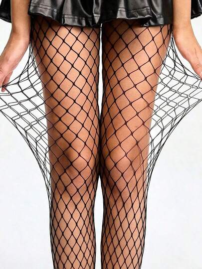 超薄透明渔网袜，高弹提拉力，适合中码至大码身材