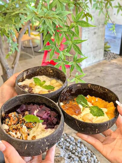 1 set (Cuenco de coco + Cuchara) Cuenco de cáscara de coco, cuenco redondo vintage, cuchara de cáscara de coco para batidos y postres, adecuado para comedor y útiles escolares, cuchara de cáscara de coco de vuelta al colegio