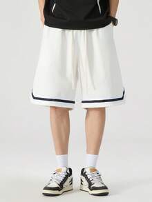 Plus Size Straight Leg Casual Shorts, Suitable For Summer - White - View 2
