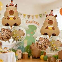Juego de 5 globos de papel de aluminio con diseño de cobaya, globos de dibujos animados lindos, decoración de cumpleaños infantil, decoración de fiesta, accesorios para fotocabina, adecuados para fiesta al aire libre, celebración en el jardín, decoración de vacaciones, globos de juguete para fiesta de carnaval, fiesta de cumpleaños infantil, globos de juguete al aire libre para niños, globos de juguete de regalo, suministros para fiesta escolar, globos de papel de aluminio autosellantes, certificados CE - Mezclado - Ver 3