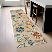 1pc Vintage Floral Flannel Long Runner Rug, Farmhouse Style Hallway Bedside Carpet, Machine Washable, Soft Polyester Fiber, Rectangular Design, Suitable For Wedding, Holiday, Ceremony, Prayer, Fresh Natural Romantic Wedding Carpet, Durable Anti-Slip Lightweight And Comfortable, Hallway Decor Gift - Multicolor - View 11