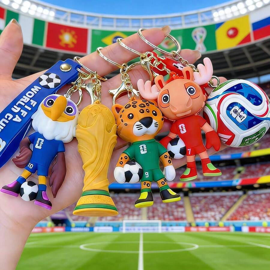 FIFA 1 Set 2026 Keychain, Including Football Mascot Keychain, Trophy Keychain, Perfect Gift For World Cup Fans - Multicolor - View 1