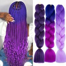 Extensions de cheveux tressés en fibre synthétique dégradé violet. Fibres résistantes à haute température pour tresses sénégalaises, tresses boîtes, queue de cheval tressée, pour une utilisation quotidienne - Multicolore - Voir 1