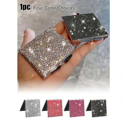 Gương trang điểm môi gấp gọn hai mặt đính kim cương lấp lánh sang trọng - Sự lựa chọn hoàn hảo để trang điểm mọi lúc, mọi nơi, Gương trang điểm gấp gọn di động đính kim cương lấp lánh - Dùng tại nhà, khi đi du lịch, ngoài trời, gương trang điểm mini vuông gấp gọn hai mặt, thích hợp bỏ túi, gương bỏ túi hai mặt độ nét cao, quà tặng Ngày Valentine, quà tặng Ngày của Mẹ, quà tặng Ramadan